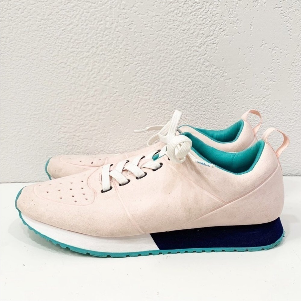 NATIVE Women Size 7 Pastel Pink Cornell‎ Low Lace Up Running Shoe Athletic Girly